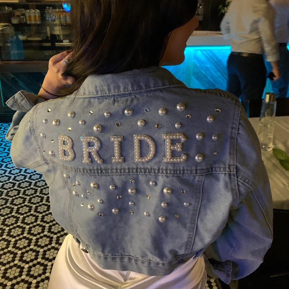 Custom Made Bride Crop Jean Jacket